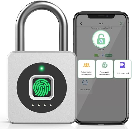 Miniatura 8 de Pothunder Candado de Huella Dactilar con APP, Cerradura Biométrica sin Llave, Candado Inteligente Impermeable Adecuado para Gimnasio, Casillero,