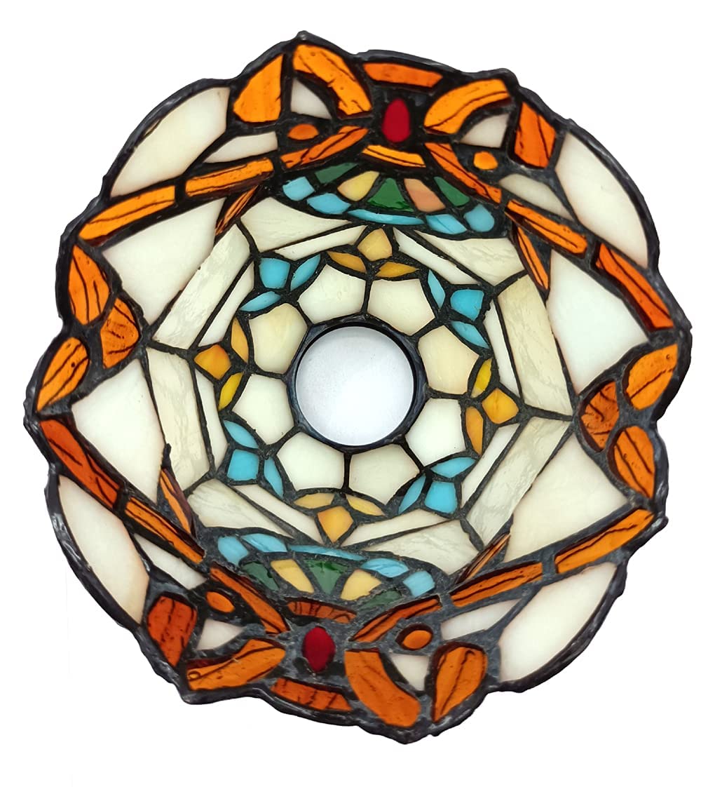 2pcs Tiffany Style Lamp Shade Only, Chandelier and Wall Lamp Replacement Shade, LQ0001, Baroque Style, Stained Glass Chimney, Dual Use by LQLQ, Multi-colored