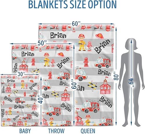 Miniatura 5 de Manta de bombero, mantas de bebé de camión de bomberos, mantas de bebé personalizadas para niños, mantas de bebé personalizadas con nombre, manta de