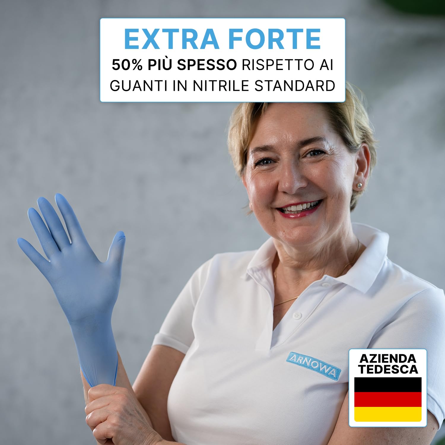 ARNOMED Guanti monouso blu extra forti, guanti in nitrile S, guanti nitrile spessorati 50%, 1000 pezzi, guanti nitrile senza polvere, guanti monouso nitrile senza lattice, taglie S, M, L & XL