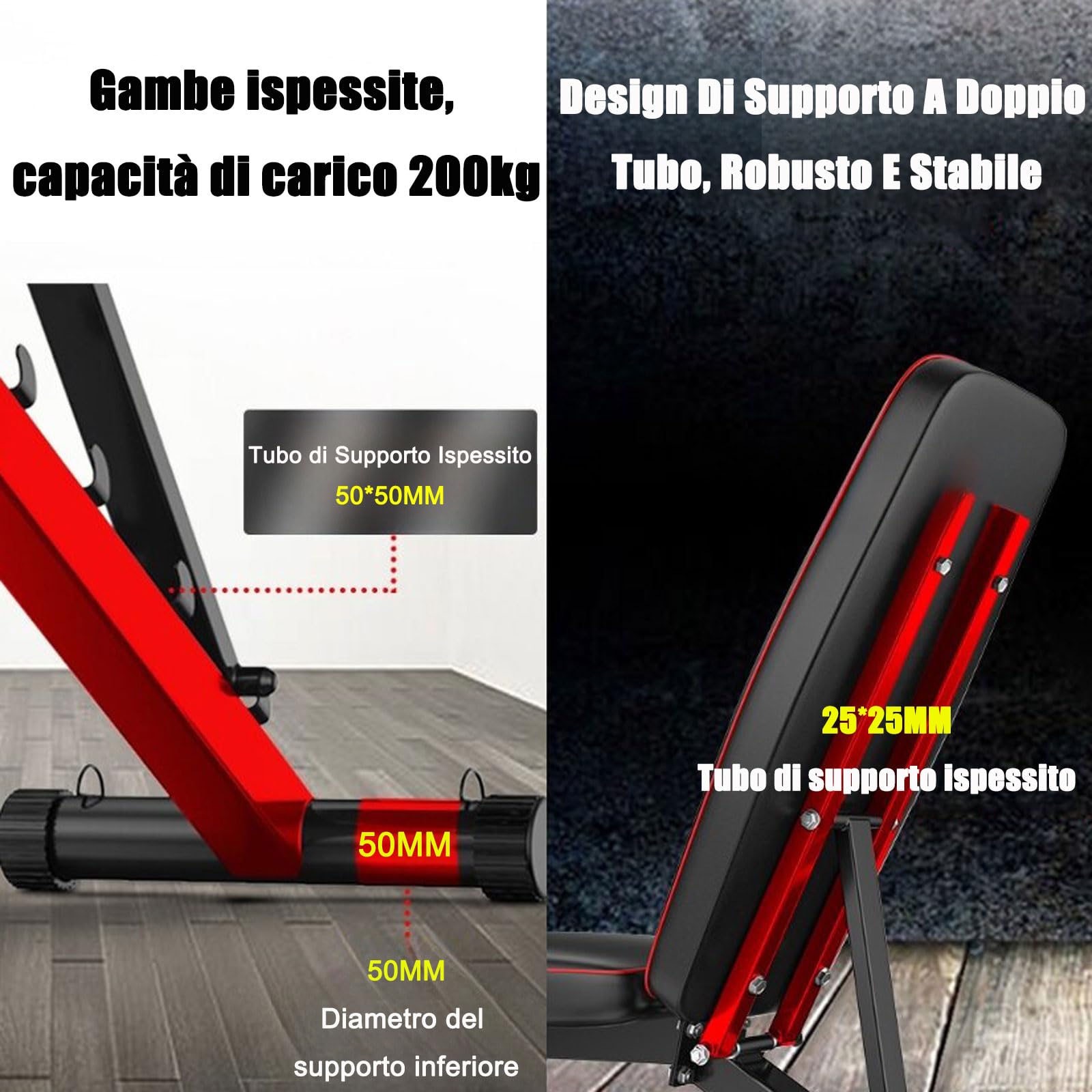 Panca Palestra Multifunzione, Panca Piana, Panca Pesi Regolabile, Pancas Addominali per l'allenamento della forza in Palestra Casa, Attrezzi Palestra CasaBlack,48 * 162 * 111CM