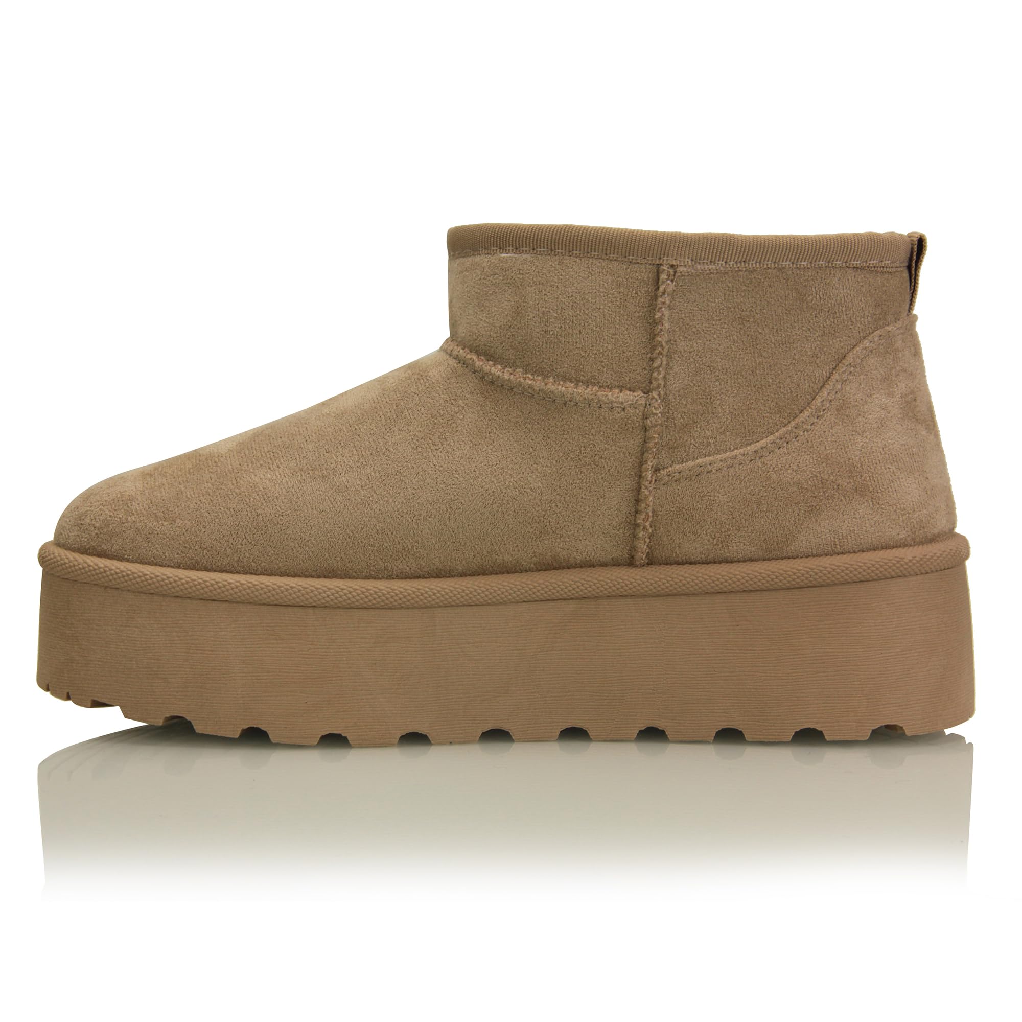 Damen Stiefeletten Warm Gefüttert Plateau Boots mit der Profilsohle