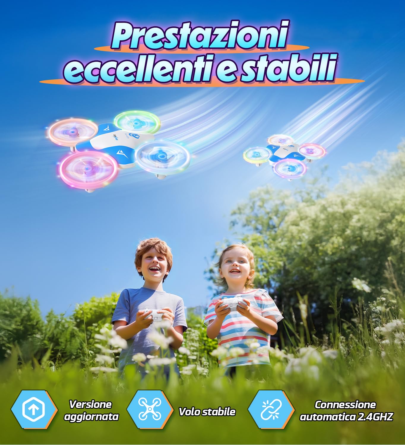Korffe Mini Drone per Bambini Giocattoli da 6 7 8 9 10+ Anni Ragazzi, RC Aereo Giocattolo Drone per Bambini e Principianti con Luci LED Regali per Interni ed Esterni per Ragazzi e Ragazze