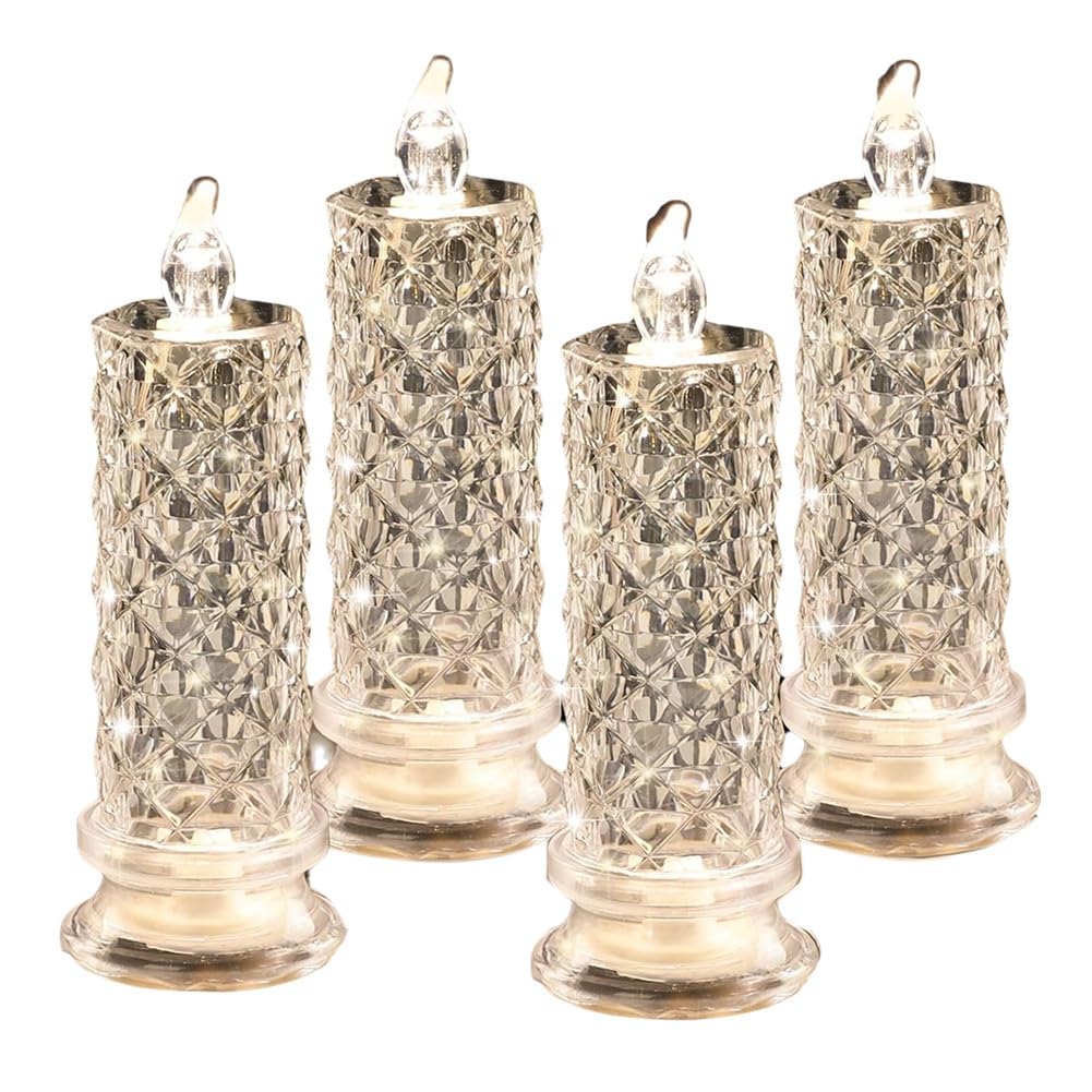 CTRLZS Rose Shadow LED Flameless Candles, 4PCS Romantic Battery Operated Candles Led Pillar Candles for Valentines