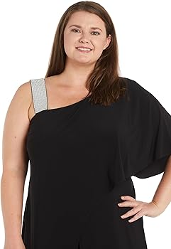 Amazon.com: R&M Richards One Shoulder Rhinestone Strap Wide Leg