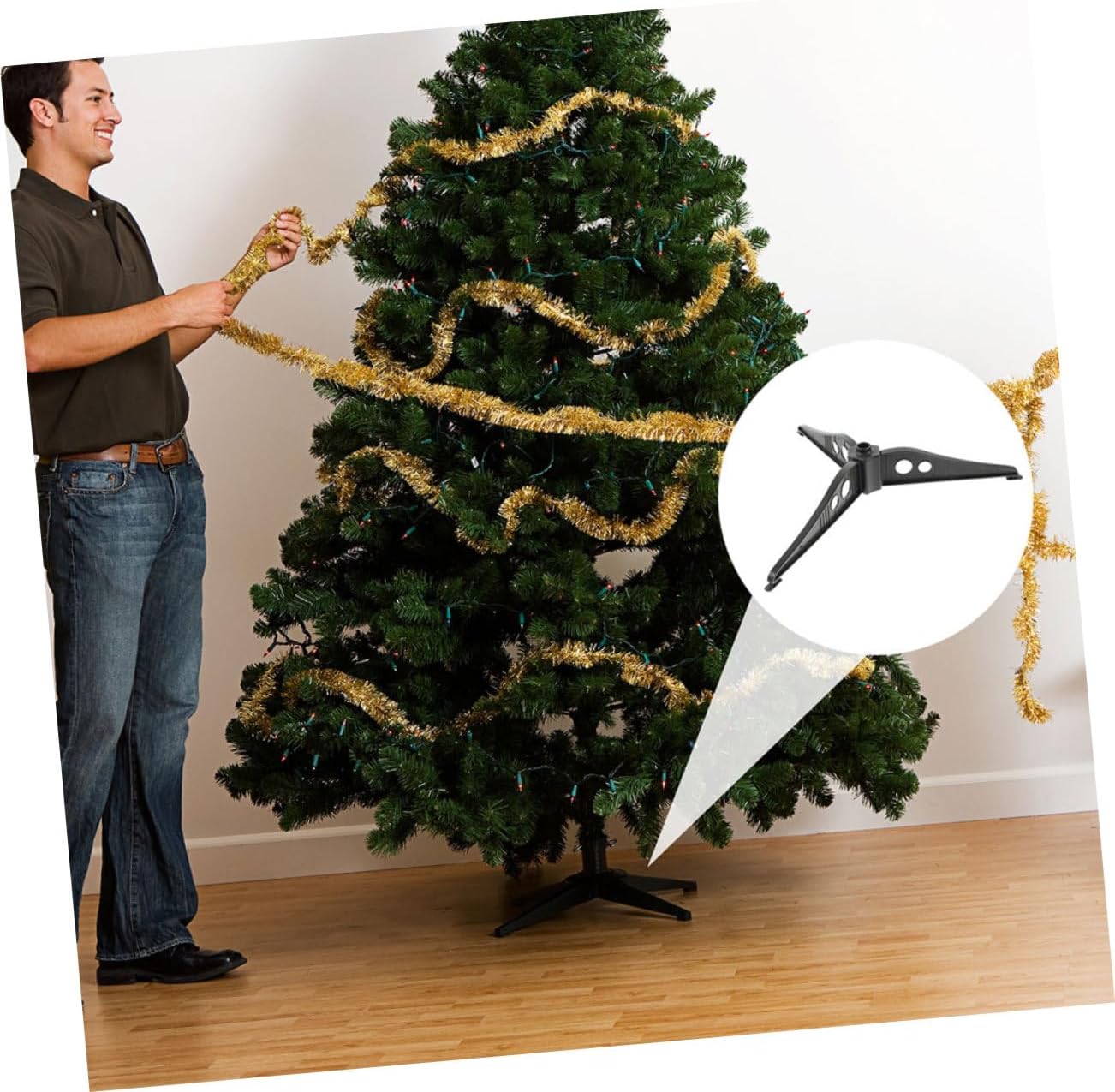 ABOOFAN 2pcs Green Plastic Tree Stand for Artificial Trees Easy to Install Detachable Design for Secure Display of Christmas Decorations