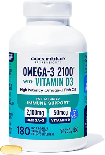 Vista 9 de Oceanblue Profesional Omega-3 2100 con Vitamina D3 – 120 unidades – 2 paquetes – Suplemento de aceite de pescado sin eructos de triple fuerza