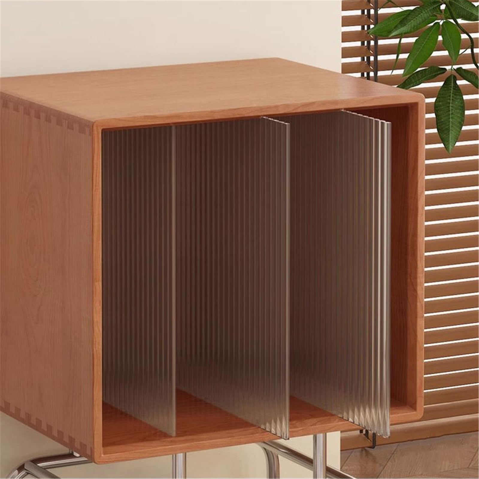 Ufficio Armadietto for dischi in vinile retrò, ripiano for CD in legno Scaffale porta dischi