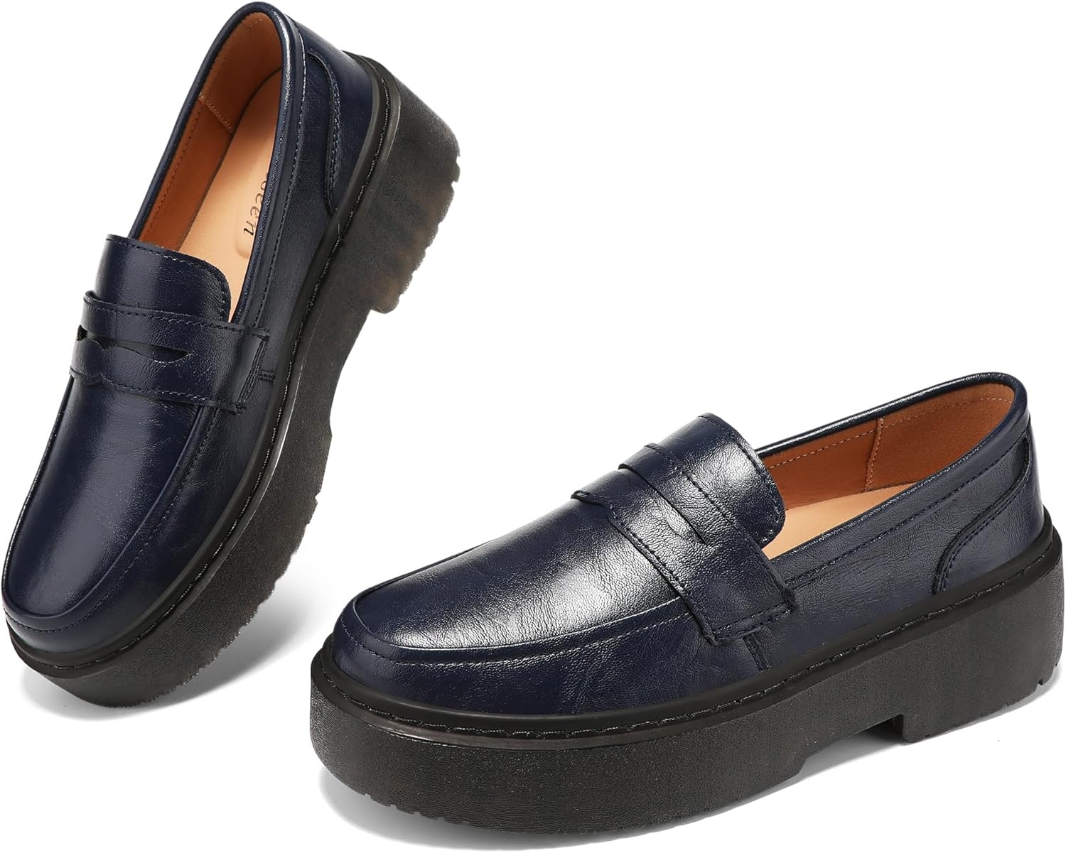 BEAUSEEN Women's Platform Chunky Penny Loafers Comfortable Lug Sole Slip-On Business Work Casual Dressy Shoes