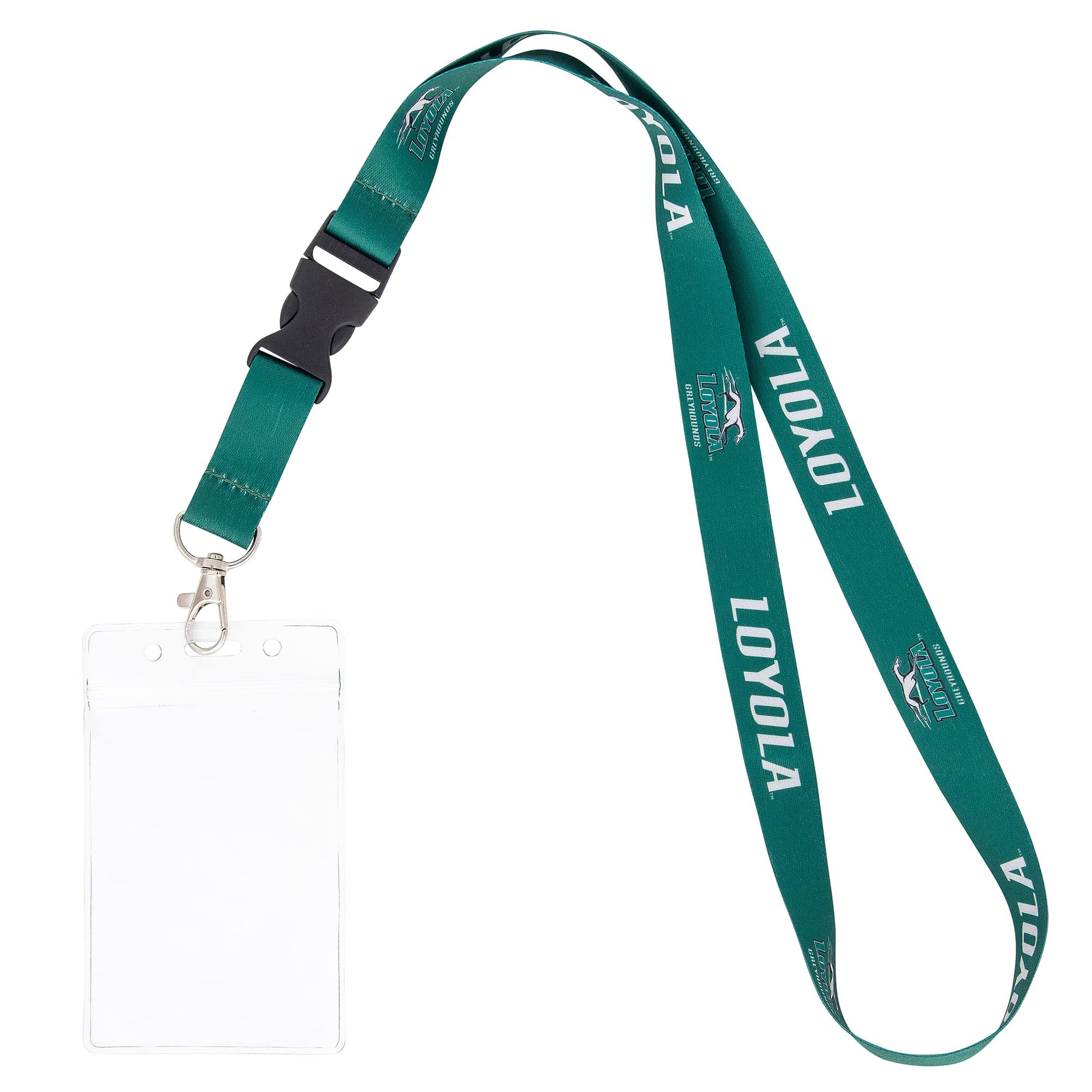 Loyola Maryland University Greyhound Car Keys College ID Badge Holder Lanyard Keychain Detachable Breakaway Snap Buckle (w/ Pouch Green), Multicolored, One Size
