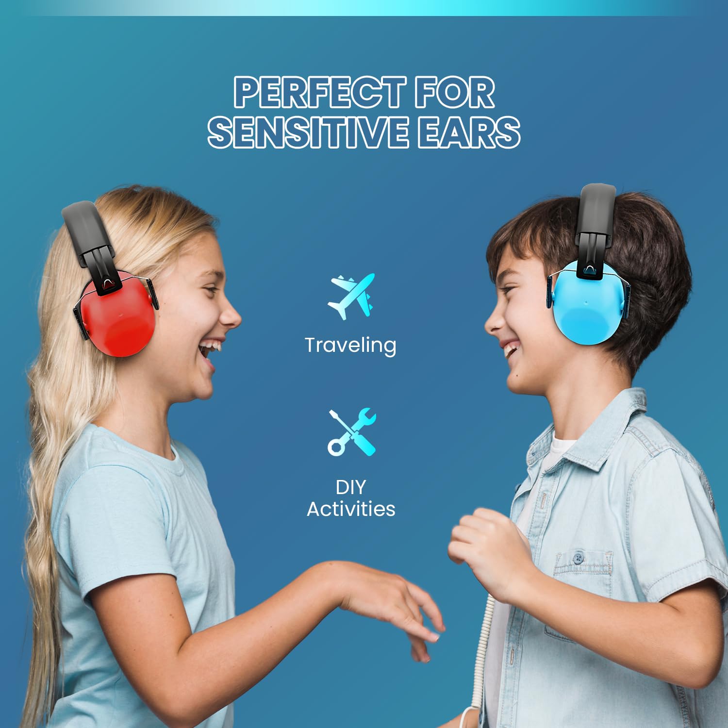 Serene Stock Kids Ear Defenders - 26db SNR Ear Defenders - Sound Blocking Earmuffs Autism - Noise Cancelling Headphones Toddlers (Blue) - Image 2
