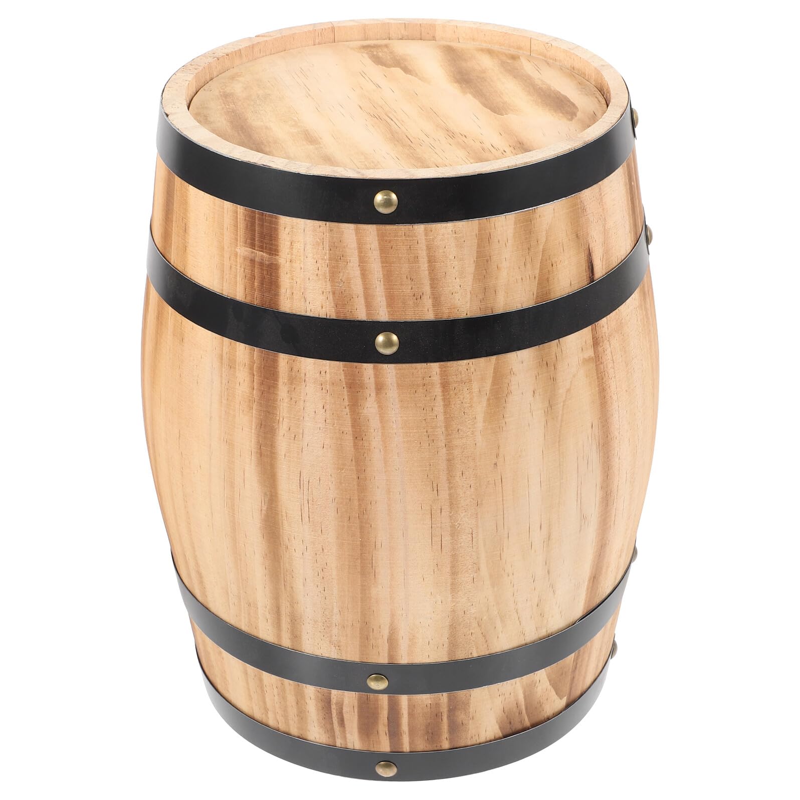 Barril de Vino Decorativo de Madera Natural Color Medio Quemado, Barril Vintage para Bar y Hogar, Adorno Artesanal para Decoración de Vino Tinto y Cerveza, Base Robusta para Uso