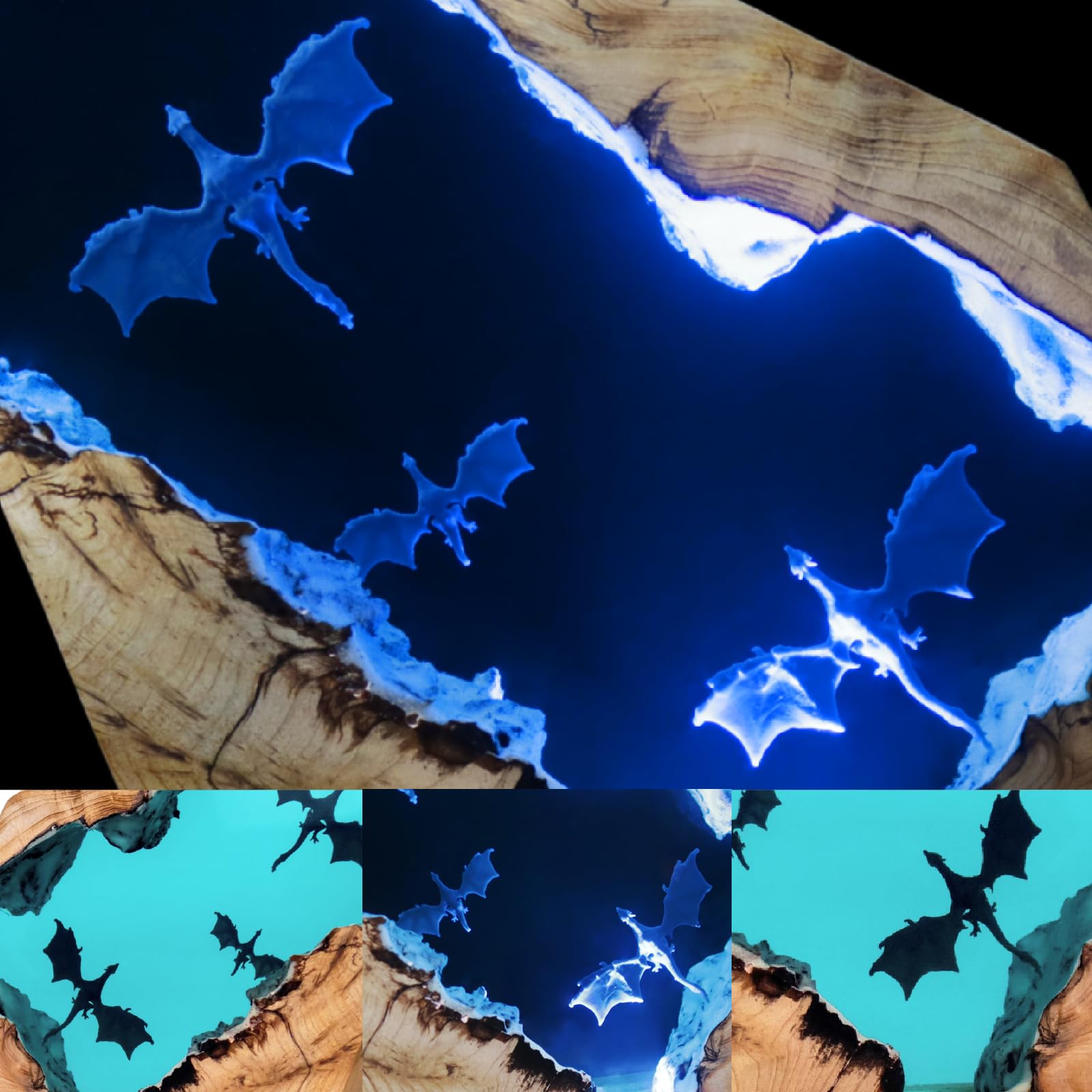Drachen-Lampe aus Harz, handgefertigt, Heimdekoration, Nachttisch-Nachtlicht, einzigartige Harz-Beleuchtung, Nachttisch-Dekorationen für Schlafzimmer, geeignet für Feiertage