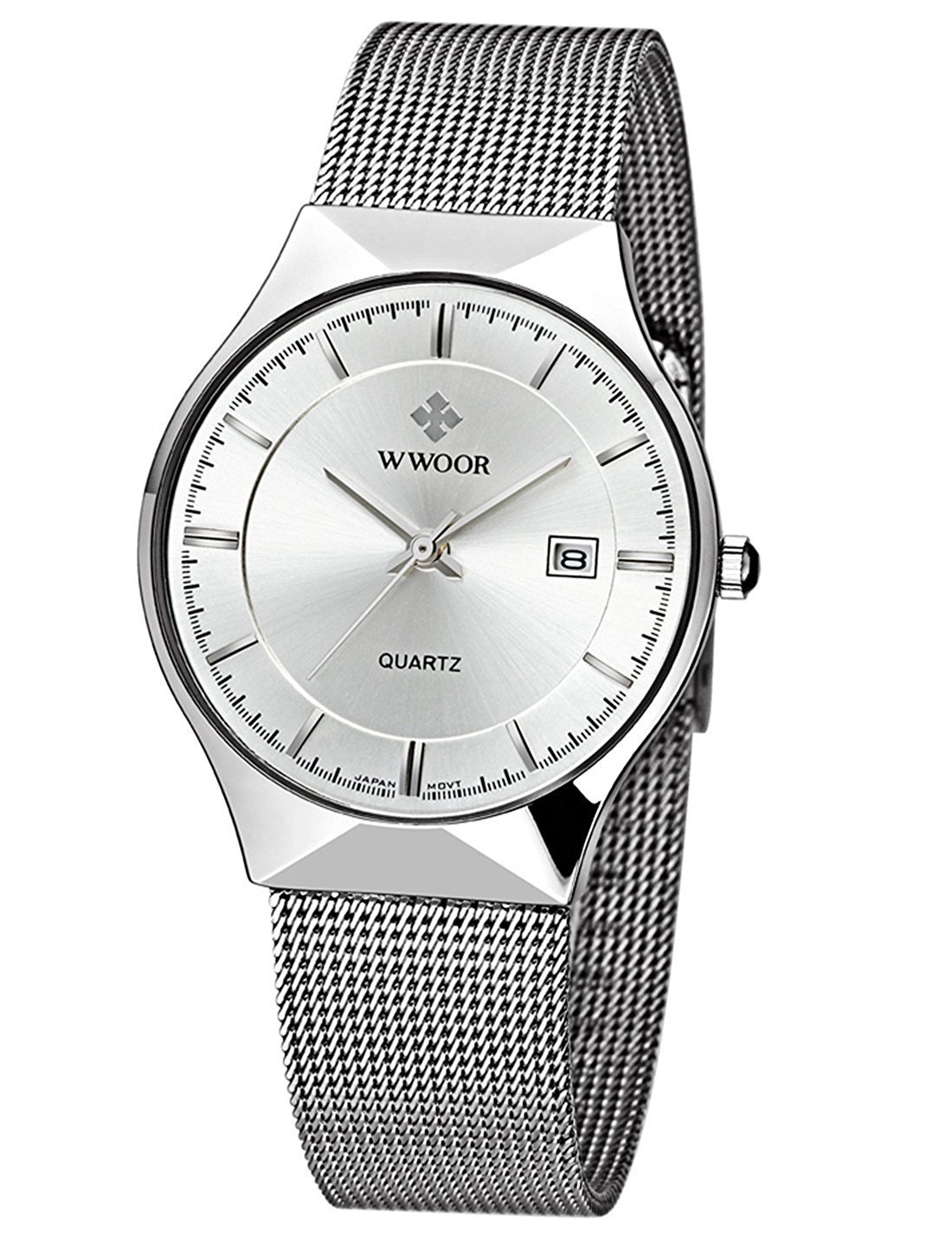 MASTOP Orologio da uomo ultra sottile in acciaio inossidabile con cinturino in maglia al quarzo orologio da polso alla moda con data impermeabile