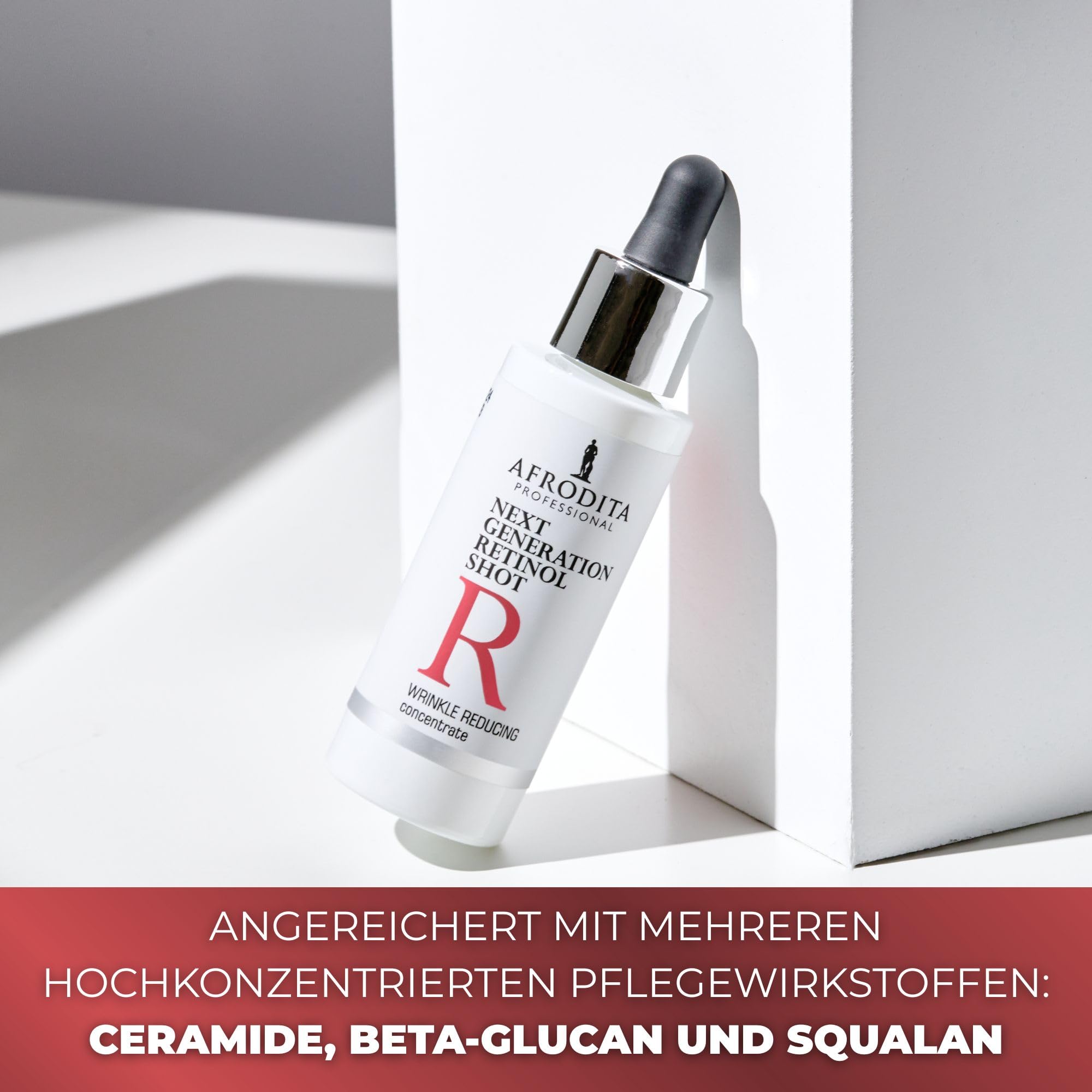 Afrodita Professional Next Generation Retinol Shot Gesichtsserum 0,1% HPR Retinoid Anti-Falten Serum gegen Linien Poren & Pigmentflecken mit Ceramiden Beta-Glucan Squalan parfumfrei 30 ml