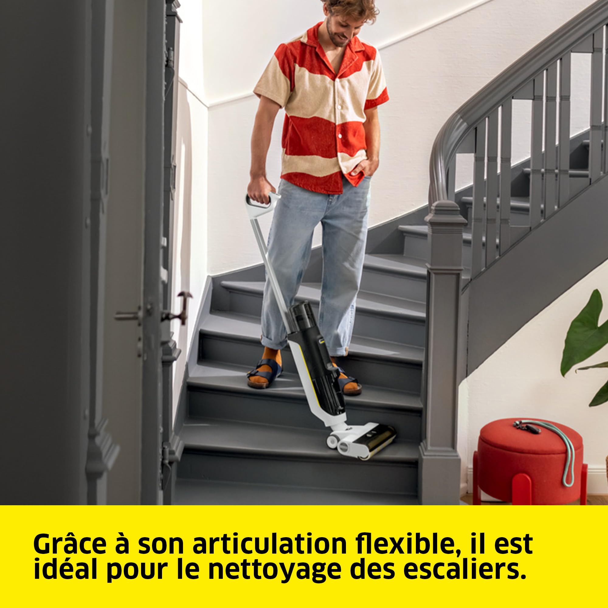 KÄRCHER Aspirateur-Laveur sans Fil FCV 3, avec 3 Modes de Nettoyage, autonomie de la Batterie : Environ 30 Min, Surface de Nettoyage par Charge de la Batterie : Environ 130 m²