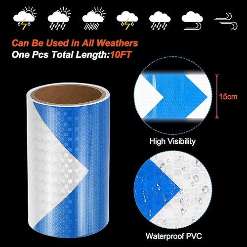Miniatura 9 de PATIKIL Cinta reflectante, 6 pulgadas x 10 pies, impermeable, de alta visibilidad, advertencia, cinta adhesiva de seguridad, calcomanías