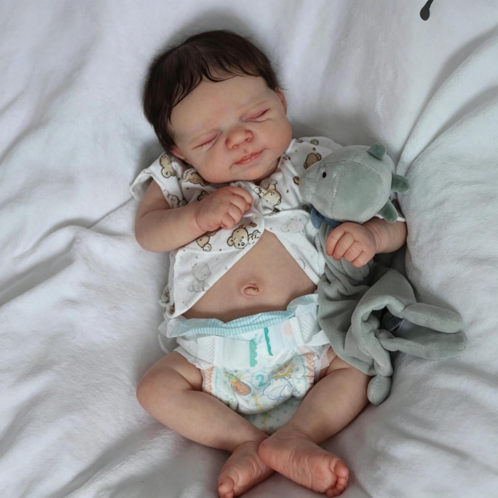 RXDOLL Realistyczne lalki Reborn Baby Lalki silikonowe na całe ciało dla dziewczynki 45 cm pełne silikonowe realistyczne noworodka lalka bobas realistyczne reborn niemowlęta lalki prawdziwe życie jak