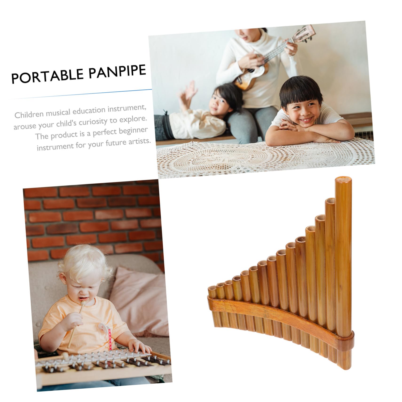 Rohr Panflöte Bambuslinkshänder Musikinstrument für Anfänger und Schule Langlebig Klarer Klang Einfach zu Erlernen Natürliches Holz Praktisches Design Geschenkidee für Musiker