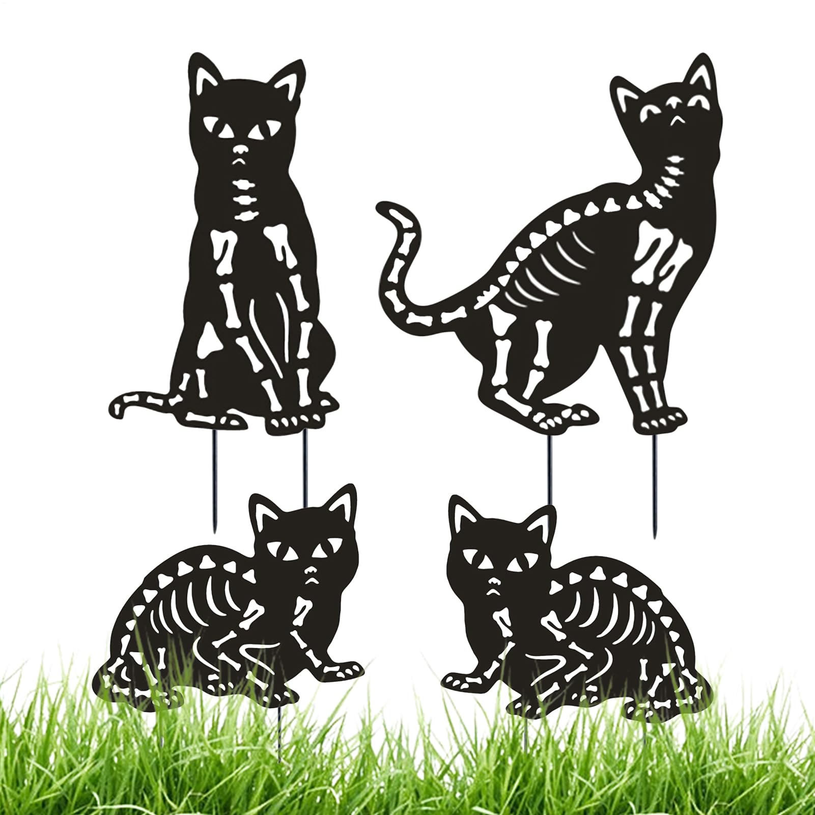 Piquets de jardin pour chat en métal robuste pour égayer une cour sans aucun entretien