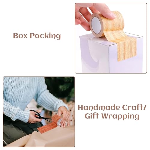 Miniatura 4 de 2 rollos de cintas de grano de color madera, parche de reparación de suelos adhesivo texturizado, cinta impresa de madera fuerte adhesivo, parche de