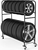 STEELAID 60 Inch Rolling Tire Storage Rack - Heavy Duty Garage Organizer for 12 Truck SUV Tires Indoor Outdoor