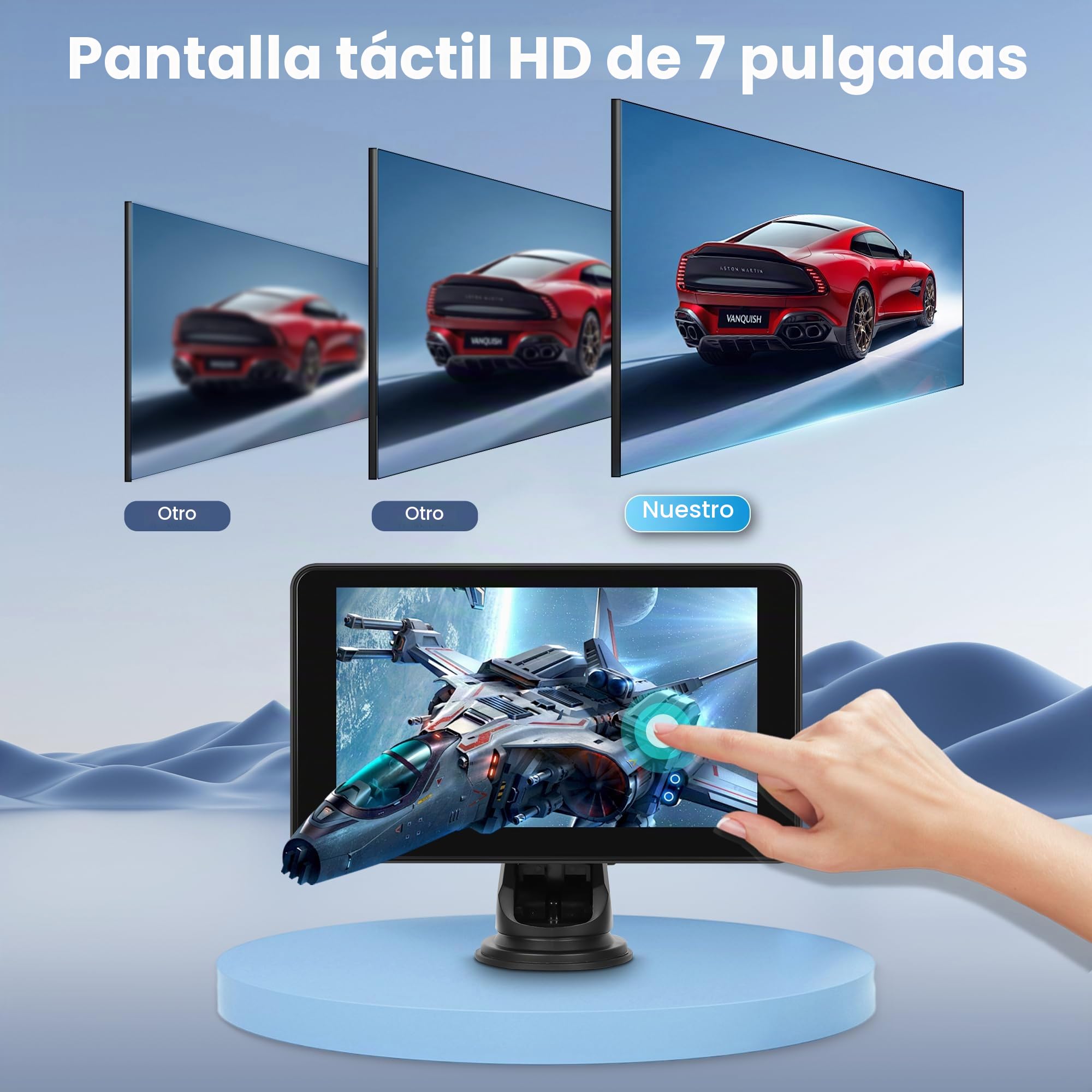 CarPlay inalámbrico de 7 pulgadas, compatible con Android Auto Bluetooth Airplay para coches, pantalla portátil CarPlay Android Auto