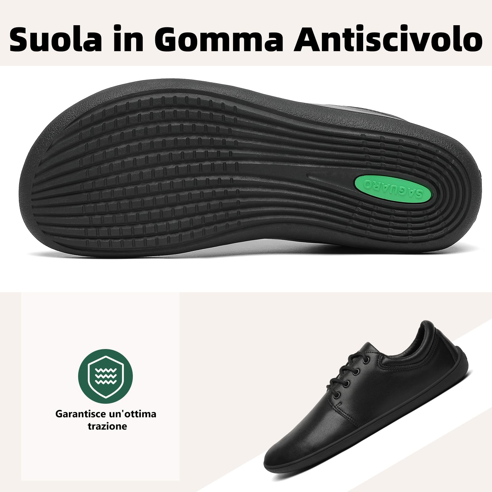 SAGUARO Scarpe Barefoot Uomo Scarpe Minimaliste Casual - con Wide Toe Box, Noble II, Gr.36-48