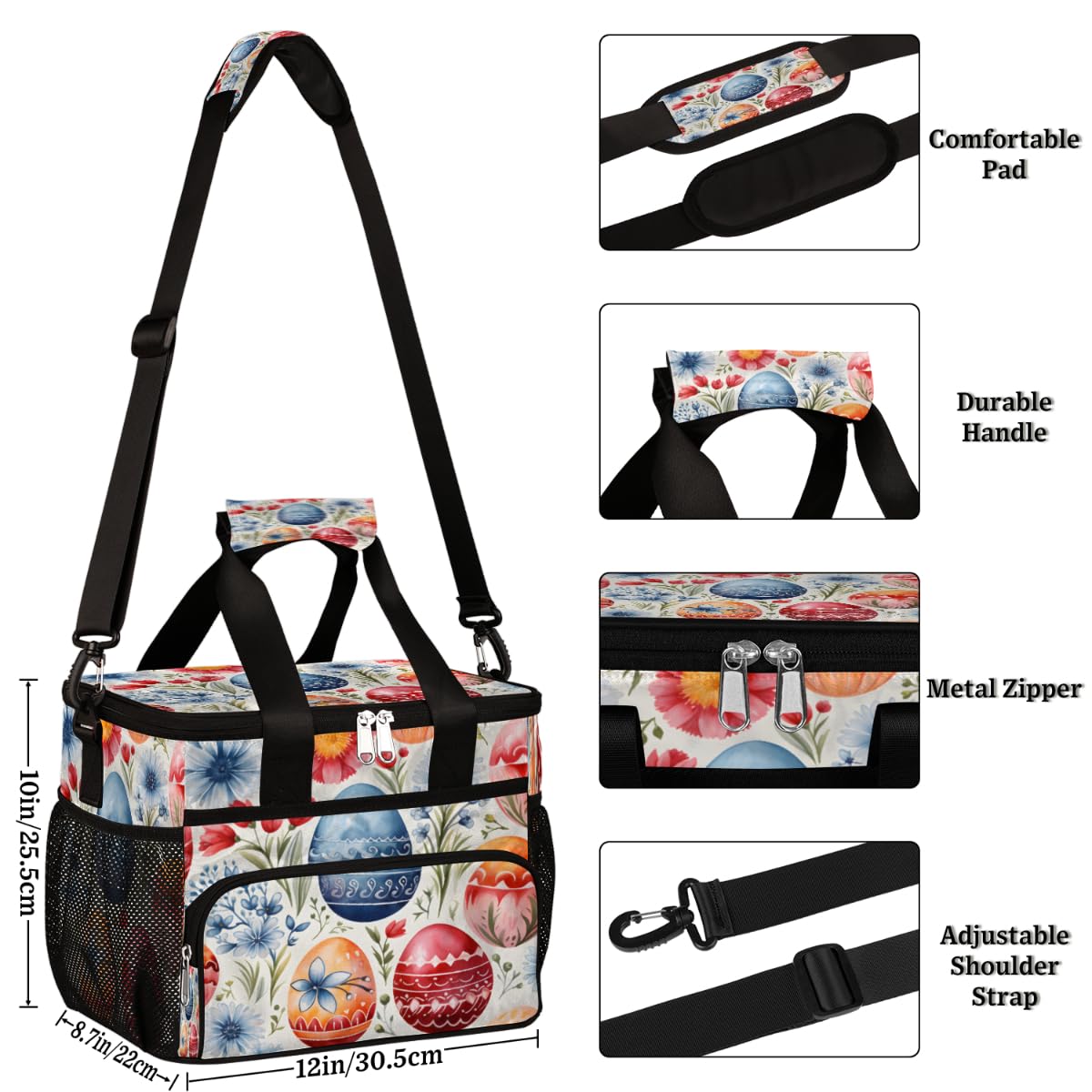 Insulated Picnic Backpack Lunch Box for Women Men Picnic Basket Tote Lunch Bag Picnic Bag Portable Lunch Bags for Picnic, Beach, Work, Trip,Office, Camp Eggs Easter Day