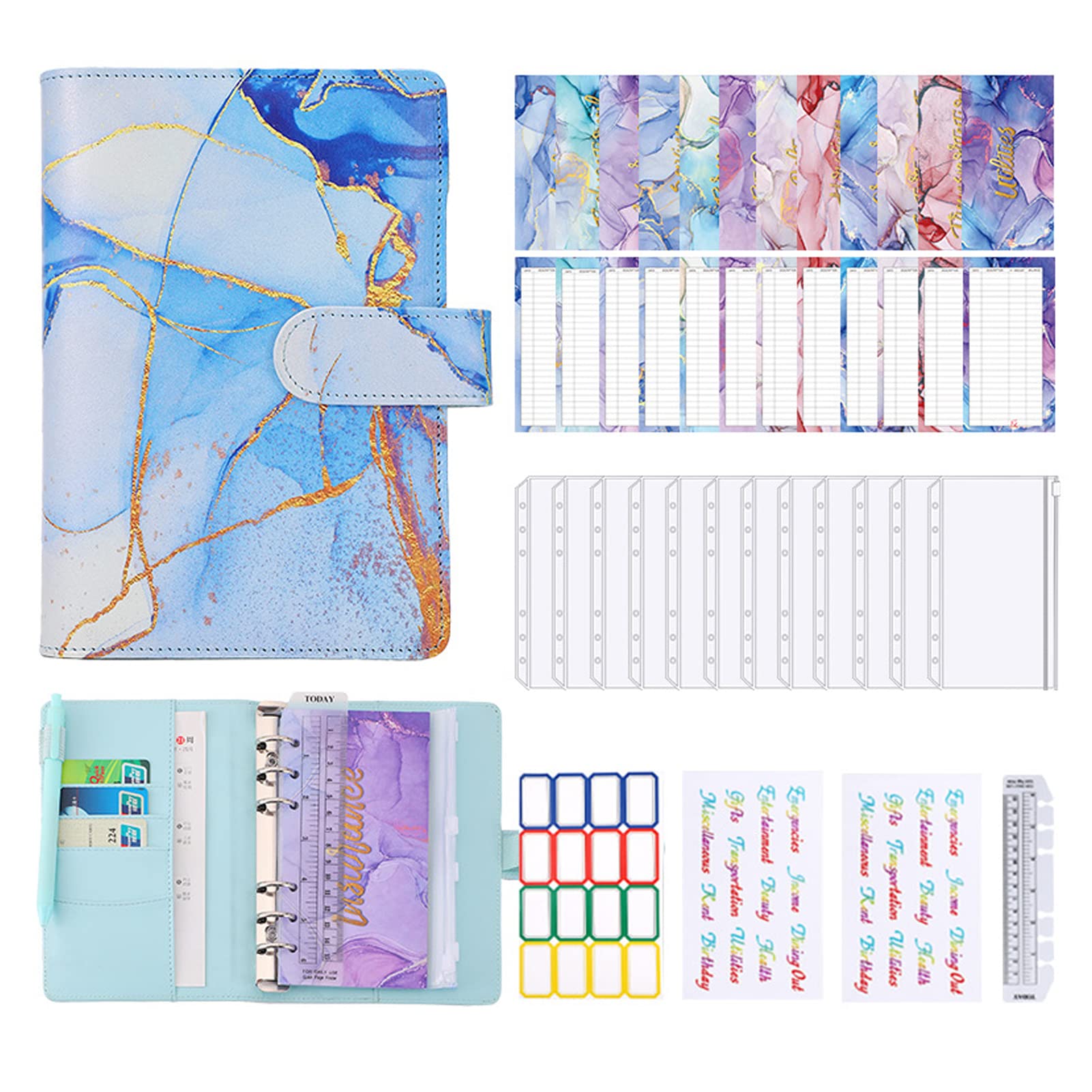 ゆま様専用 韓国 バインダー カバー 貯金 現金管理 ハート 水色 pvc