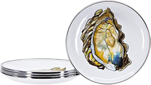Golden Rabbit Esmalte - Juego de platos de aperitivo de 4-6" (Oyster)