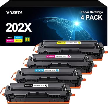 202X 202A CF500X Compatible Toner Cartridge Replacement for HP 202X CF500X 202A CF500A Compatible with HP Pro MFP M281fdw M281cdw M254dw M281 M254 M280nw Printer1Black 1Cyan 1Magenta 1Yellow