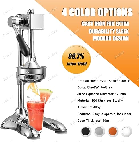 Miniatura 7 de Exprimidor de naranja de hierro fundido de cocina, máquina exprimidora de prensa manual, con base en forma de U manual, placa de presión grande,