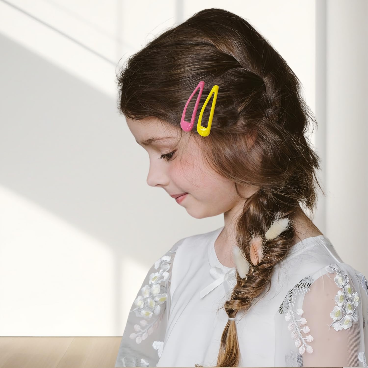Lot de 40 barrettes à cheveux pour fille - 5 cm - Couleur bonbon - Avec boîte à clipser - Pour filles et enfants (couleur 1)