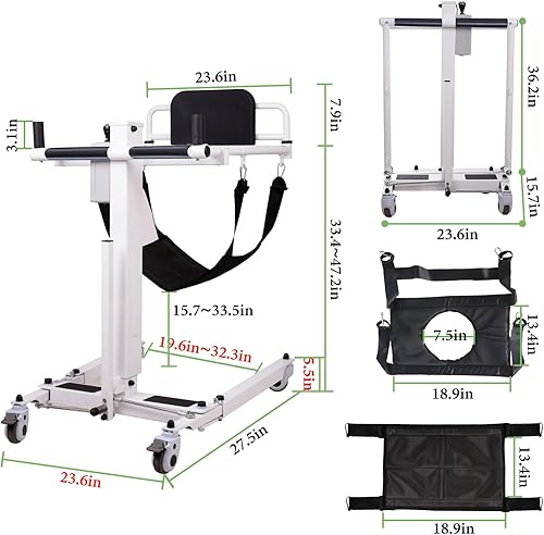 Miniatura 6 de Good1Lu Silla eléctrica de transferencia de pacientes, silla de ruedas portátil para el hogar, ancho ajustable, elevador de silla de ruedas plegable