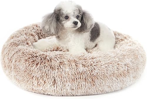 Miniatura 15 de Bedfolks Cama Calmante en Forma de Dona para Perros - 36" Redonda, Esponjosa, Antiansiedad, Cama para Mascotas Lavable a Máquina (Rosa, Grande)