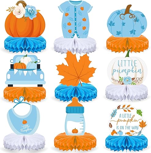 Miniatura 1 de 9 piezas de centro de mesa de panal de Acción de Gracias, decoración de mesa de fiesta de calabaza para niños y niñas, Acción de Gracias, otoño,