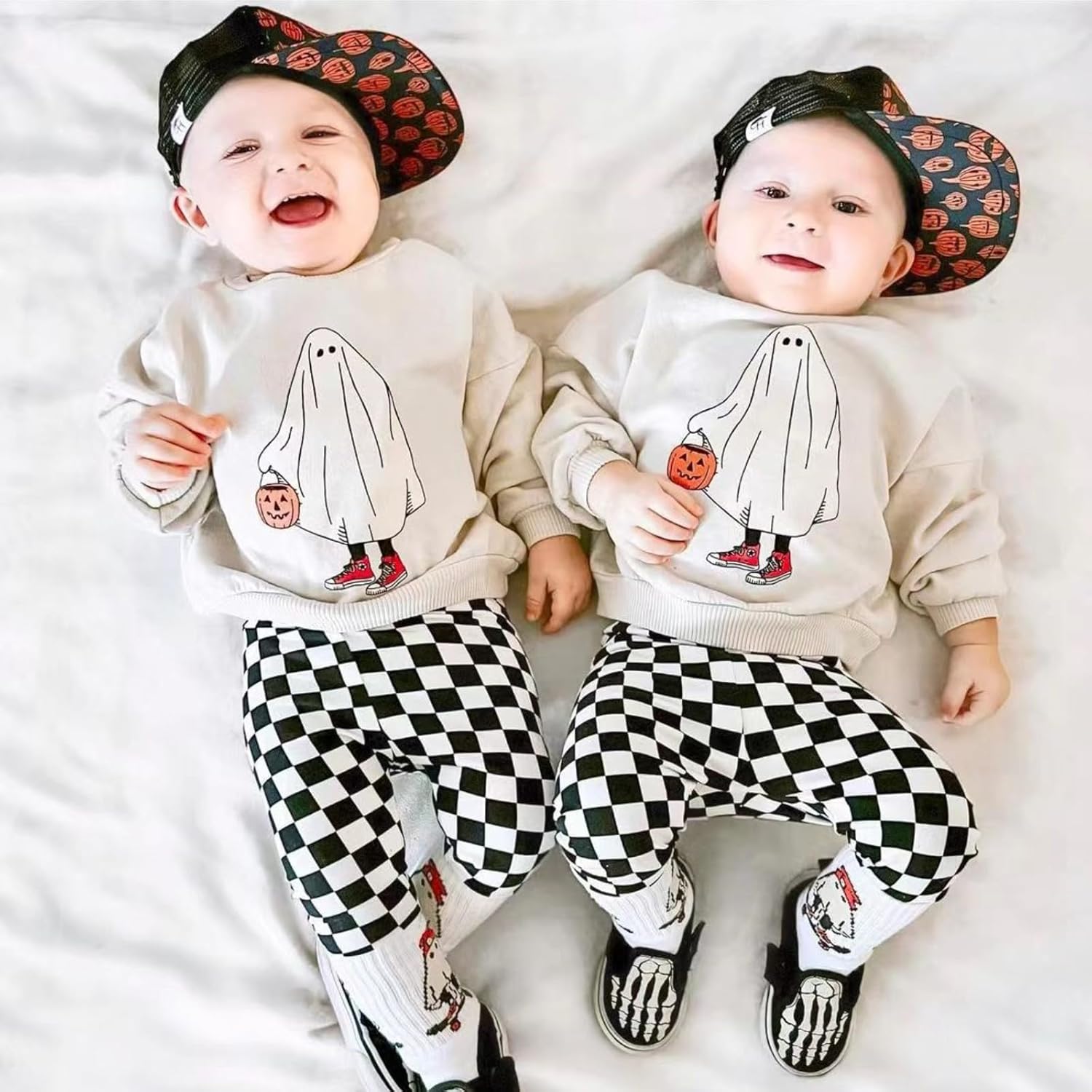 Toddler Baby Boy Halloween Outfit Long Sleeve Ghost/Pumpkin Sweatshirt Tops Elastic Pants 2PCS Fall Winter Clothes - Image 2