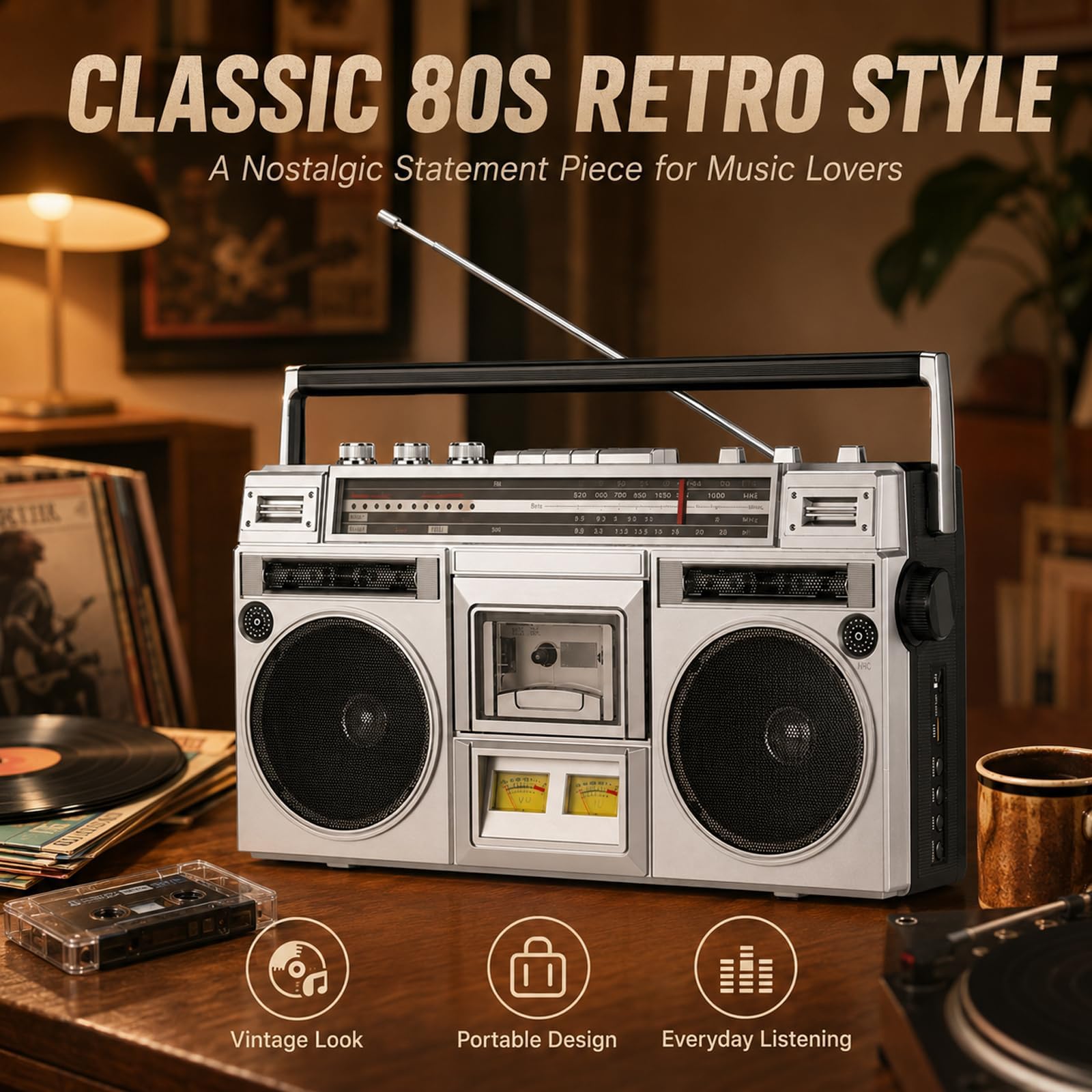 TsoLay Radioregistratore Retro CD Cassette, Lettore Cassette Stile Anni 80 con Radio Dab+, Ingressi USB/SD E Registrazione Cassette, Lettore CD Portatile per Casa, Famiglia, Viaggio E Feste