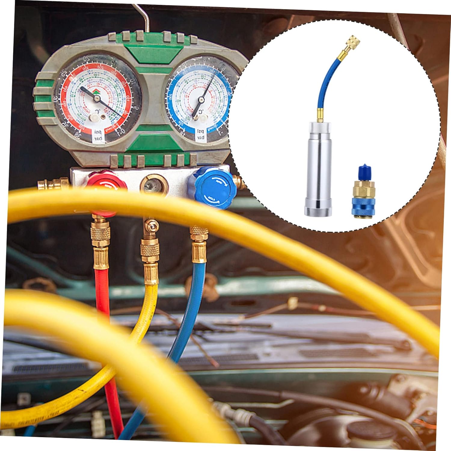 Gatuida A/c Oil Air Conditioning Injection Tool Car Tools Chinese Car Tassel A/c Oil Filling Tube Car Air Conditioner A/c Dye Injection Tool Car Ac Coolant Copper Fluorescence, 34.5X5CM