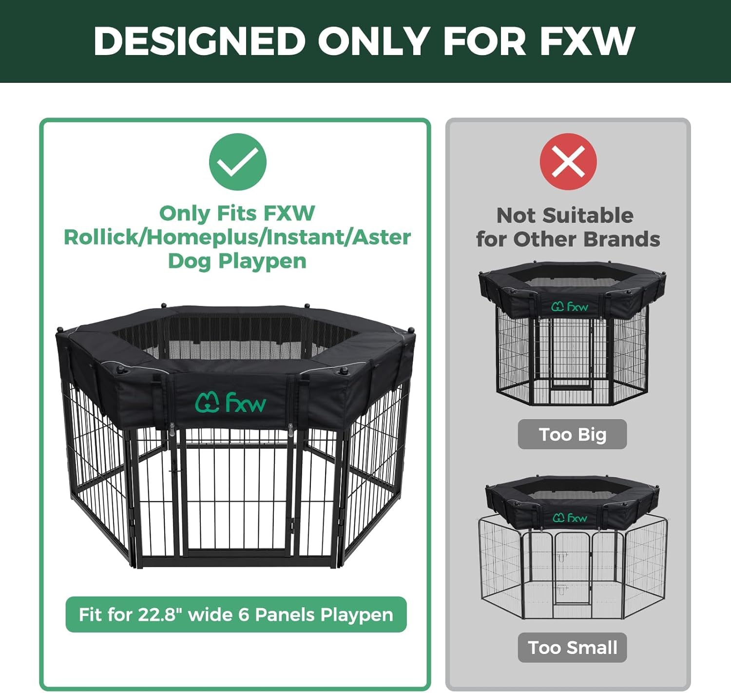 (Not Suitable for Other Brands) FXW Exclusive Mesh Top Cover, Only Fits FXW Rollick/Homeplus/Instant/Aster 22.8" W x 24" H 6 Panel Playpen (Playpen not Included), Hexagon│Patent Pending
