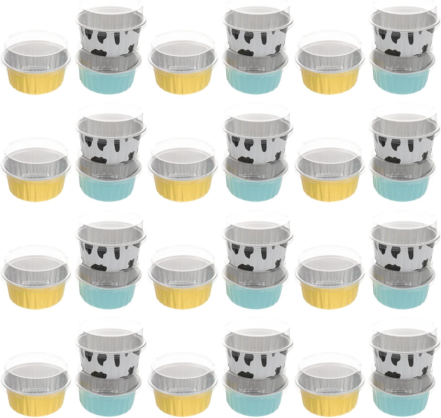 BESPORTBLE 120pcs Aluminum Foil Muffin Tins with Lids Mini Baking Cups Disposable Ramekins for Air Fryer Oven Party Wedding Baking Pudding Mold Set