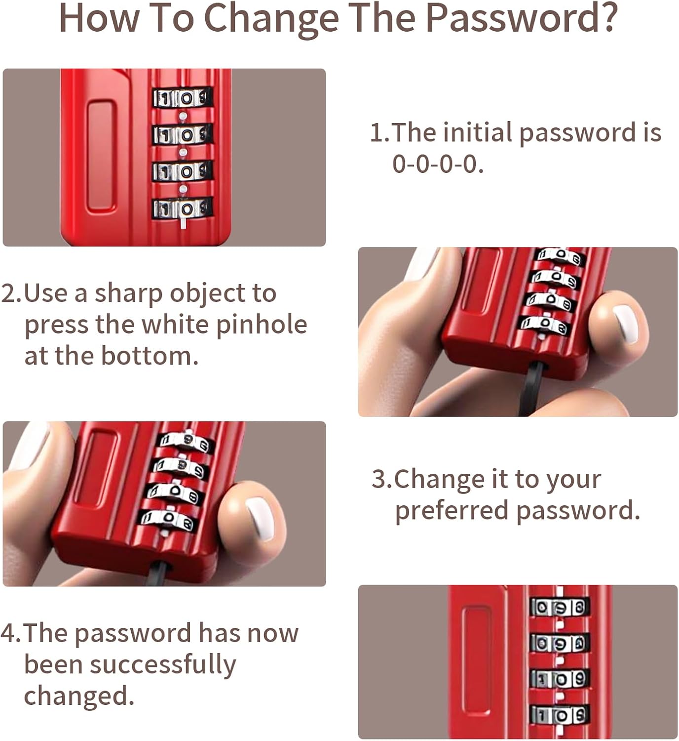 4-Digit Combination Cable Padlock with 20 inch (50 cm) Flexible Steel Cable, Small Lock for Locker,Luggage, Backpack,Cabinet,Gym Bag,Toolbox,Travel,Red (1, 50cm(20 inch Cable))