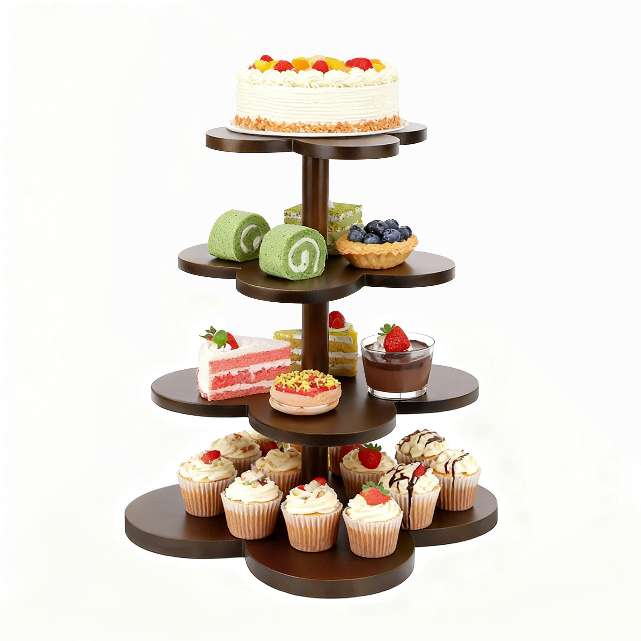 Présentoir À Gâteaux À 3 Étages En Bois Pour Desserts, Cupcakes