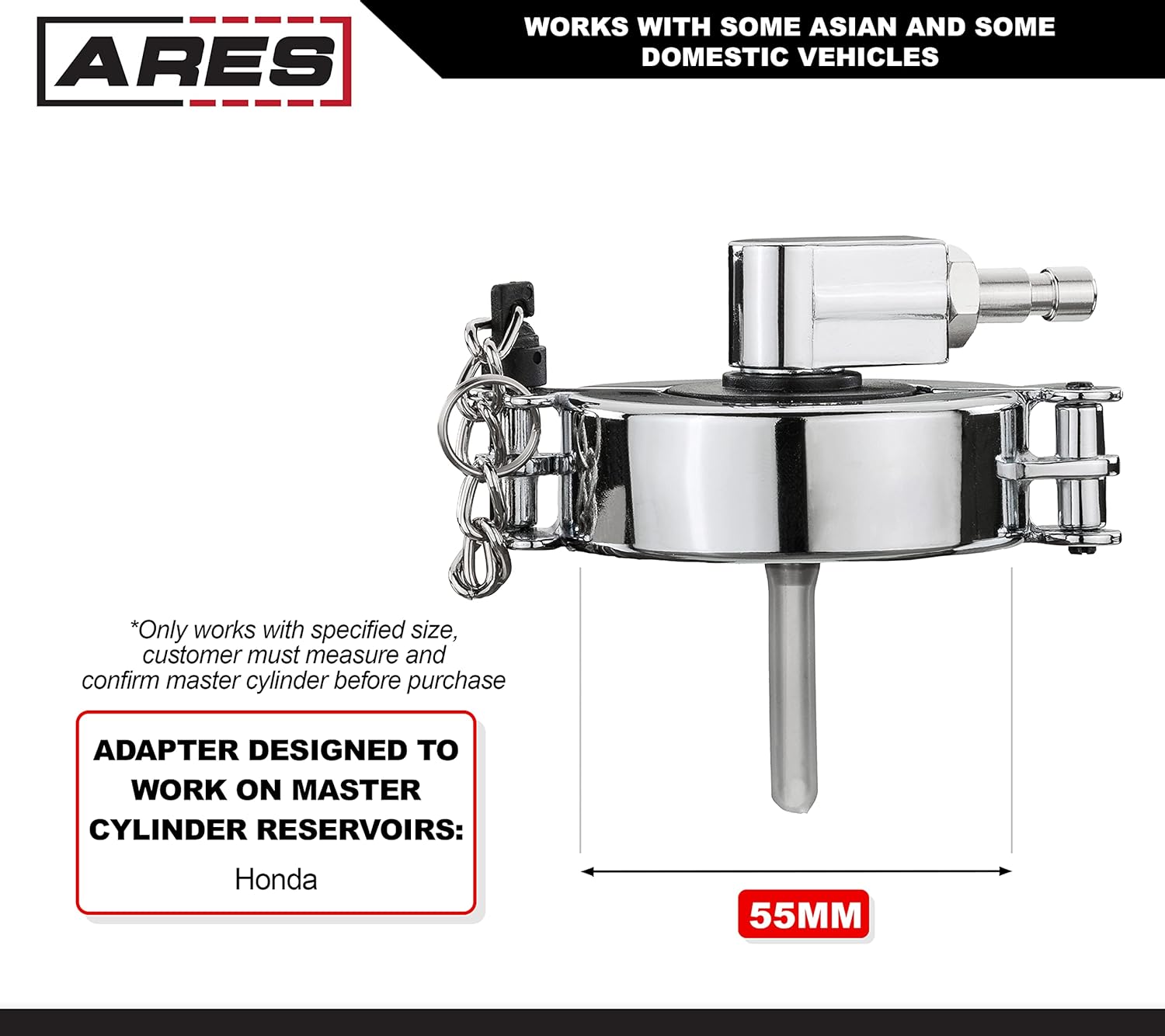 ARES 18005-55mm Master Cylinder Adapter - for Use with Honda Master Cylinders - Use with Brake Fluid Bleeders