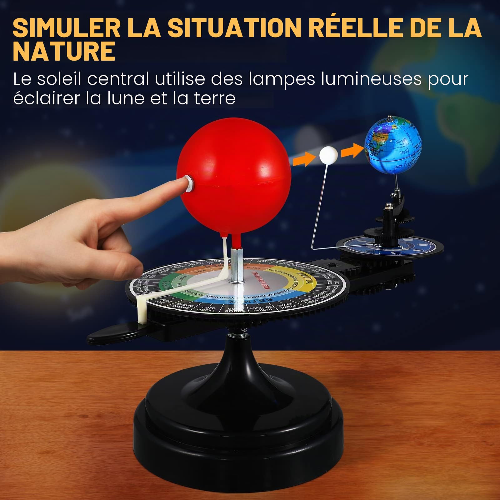 ULTECHNOVO Kit de modèle de système Solaire planétarium - Modèle Soleil, Terre, Lune, orbitale - Outil pédagogique - Kit d'expériences scientifiques pour Enfants et Tout-Petits - 1 pièce