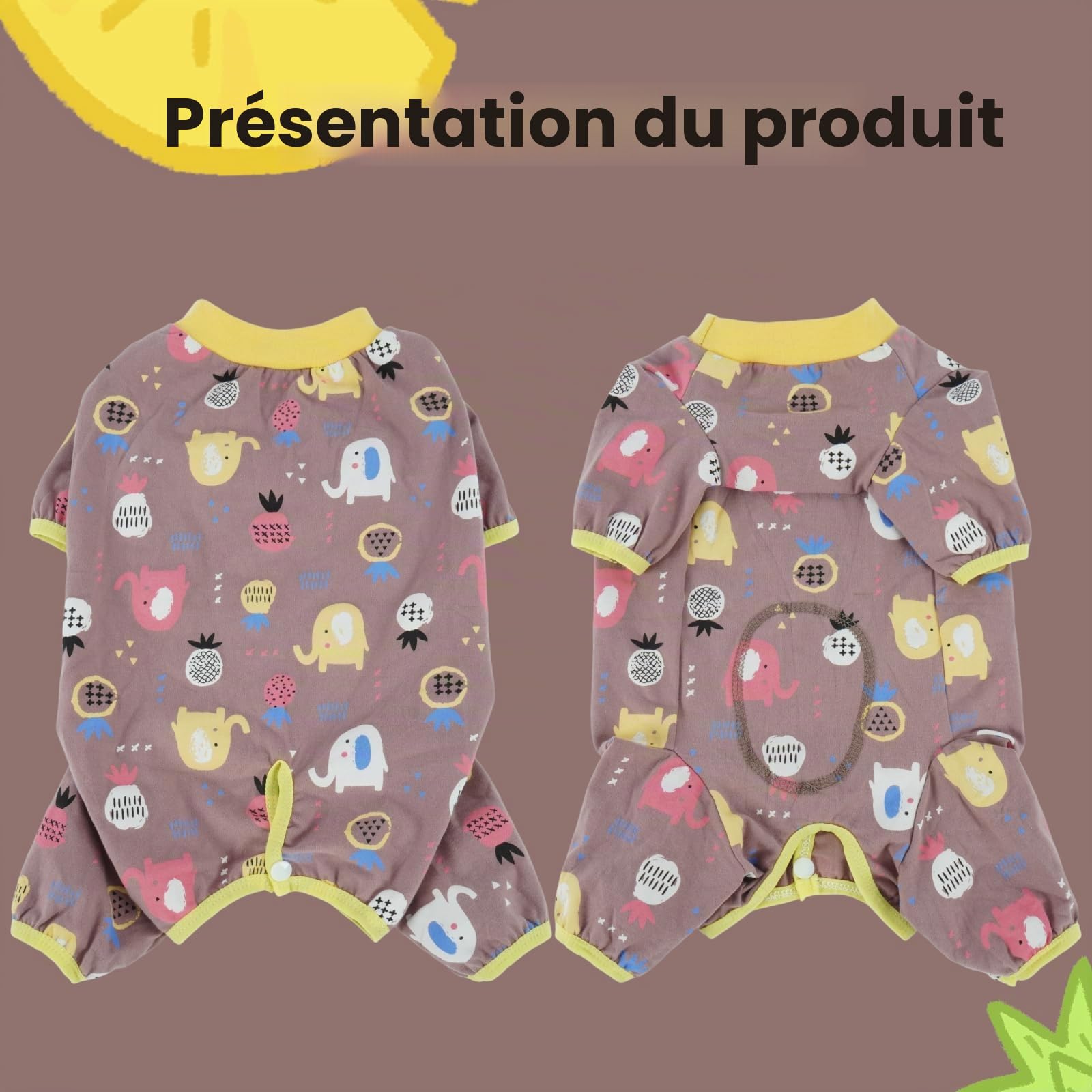 Combinaison de Récupération Chien Après Opération, Body Anti Léchage Chien en Coton, Vêtement Post-Opératoire Alternative à la Collerette, Marron Cacao XL