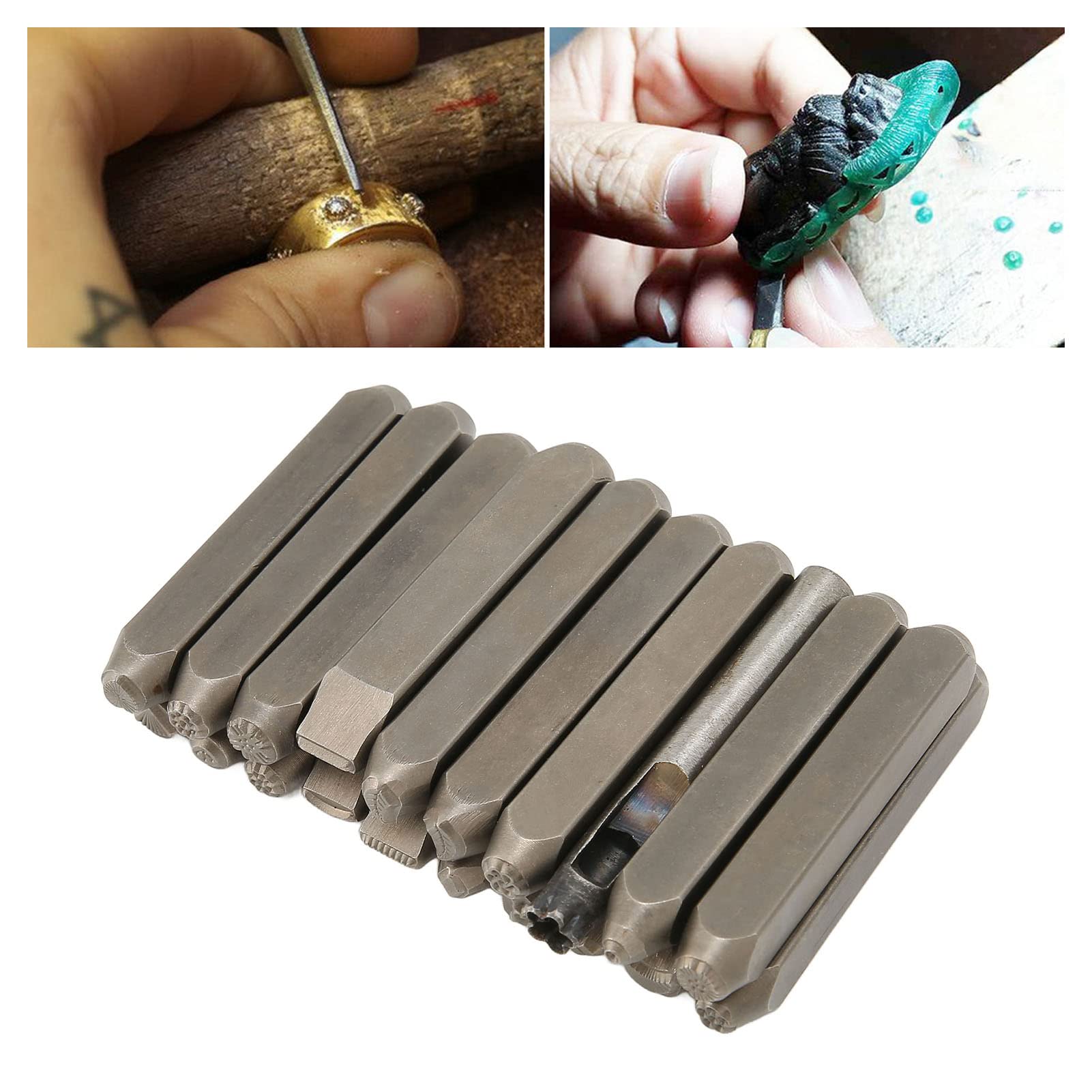 Generic Kit per Punzonatura Metallo, Set di Timbri con Motivi Diversi, 20 Pezzi, for Lavorazione Artigianale e Incisione su Metallo | Set punzoni in acciaio per incidere gioielli, chiavi e posate fai-da-te