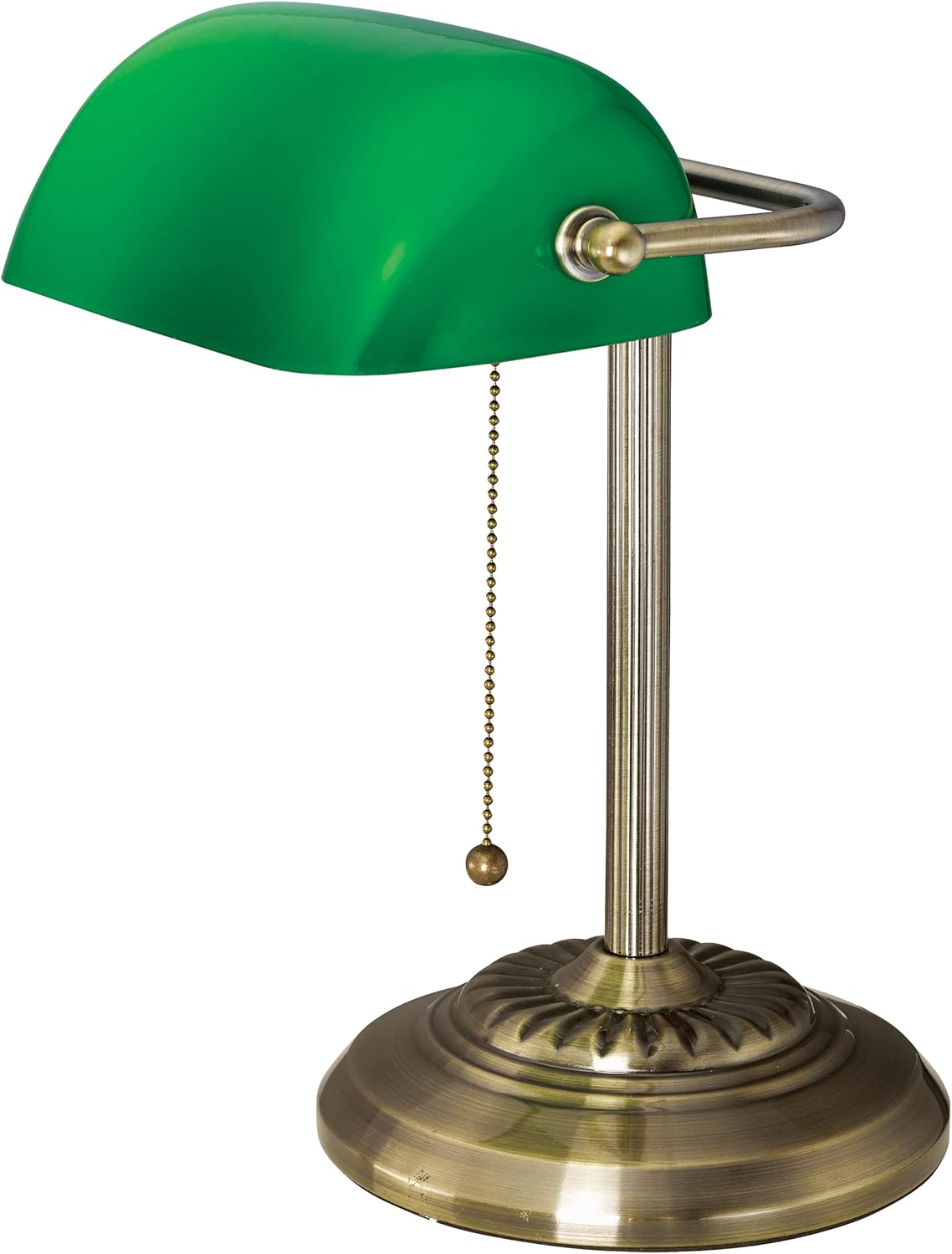 V-LIGHT Antique Bronze Banker's Lamp with Green Shade and Replaceable LED Bulb : Office Products