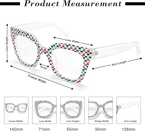 Miniatura 5 de Oversized Anti Blue Light Blocking Glasses for Women FakeFashion Square Eyeglasses Computer Glasses Eyewear